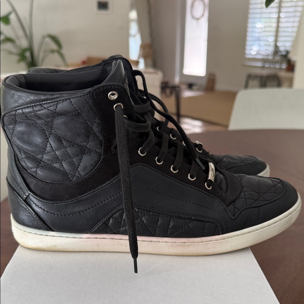 Dior Black Quilted High-Top Sneakers - Picture 4 of 9